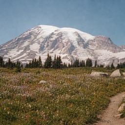 Snow-capped volcano